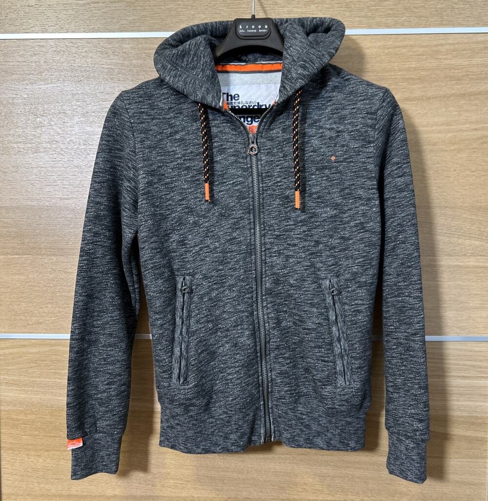 Superdry Orange Label Hyper Pop Men's sz S Full Zip Hoodie Sweatshirt grey twill